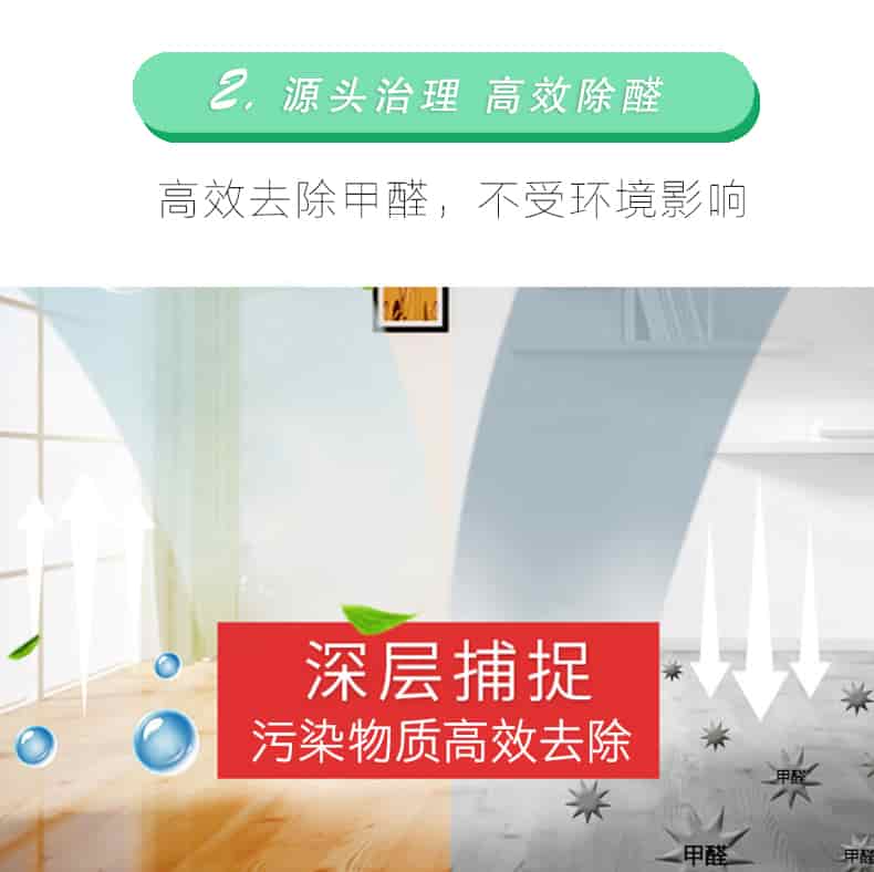 2源頭治理 高效除醛，高效去除甲醛，不受環(huán)境影響，深層捕捉，污染物質高效去除