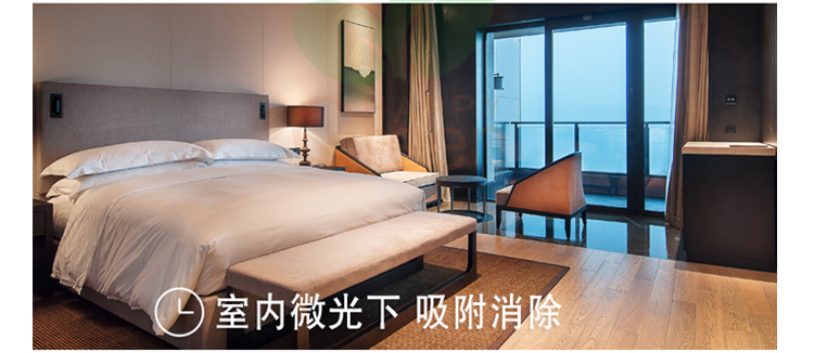 不分晝夜 24小時(shí)不間斷 晴天陽(yáng)光下 吸附消除 室內(nèi)微光下 吸附消除 夜晚微光下 吸附消除